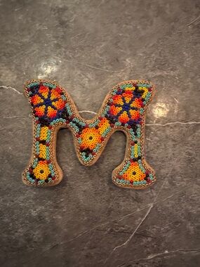 Colorful Beaded Letter M Magnet